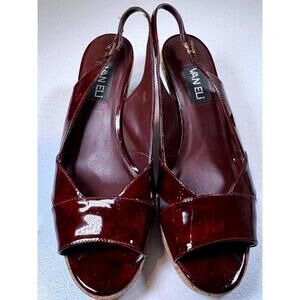 Vaneli Women's Brown Patent Wedge Sandals - Size 10M